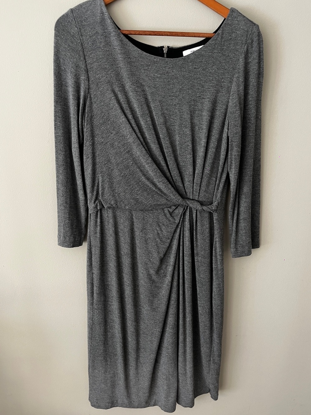 Max & Cleo Heather Gray Knot-Front Long Sleeve Dress